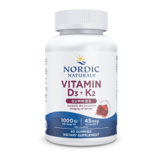 Жевательные витамины D3 + K2, Гранат, Vitamin D3 K2 Gummies, Nordic Naturals, 60 Жевательных Конфет