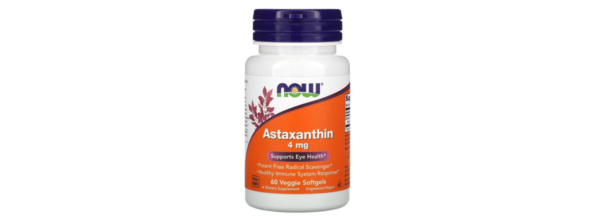 Астаксантин, Astaxanthin, 4 мг, Now Foods, 60 желатиновых капсул