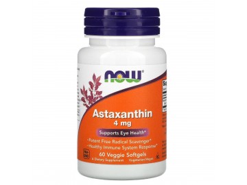 Астаксантин, Astaxanthin, 4 мг, Now Foods, 60 желатинових капсул