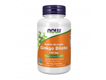 Гінкго Білоба, 120 мг, Ginkgo Biloba, Double Strength, Now Foods, 100 вегетаріанських капсул