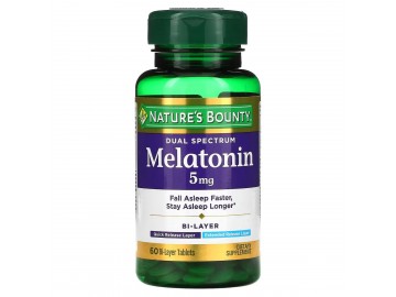 Мелатонін подвійного спектру, 5 мг, Melatonin Dual Spectrum, Nature's Bounty, 60 таблеток