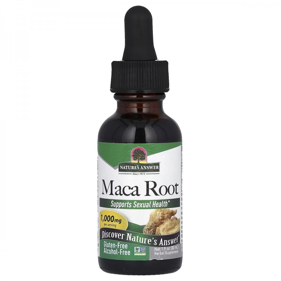 Мака, 1000 мг, без спирту, Maca Root, Alcohol-Free, Nature's Answer, 30 мл