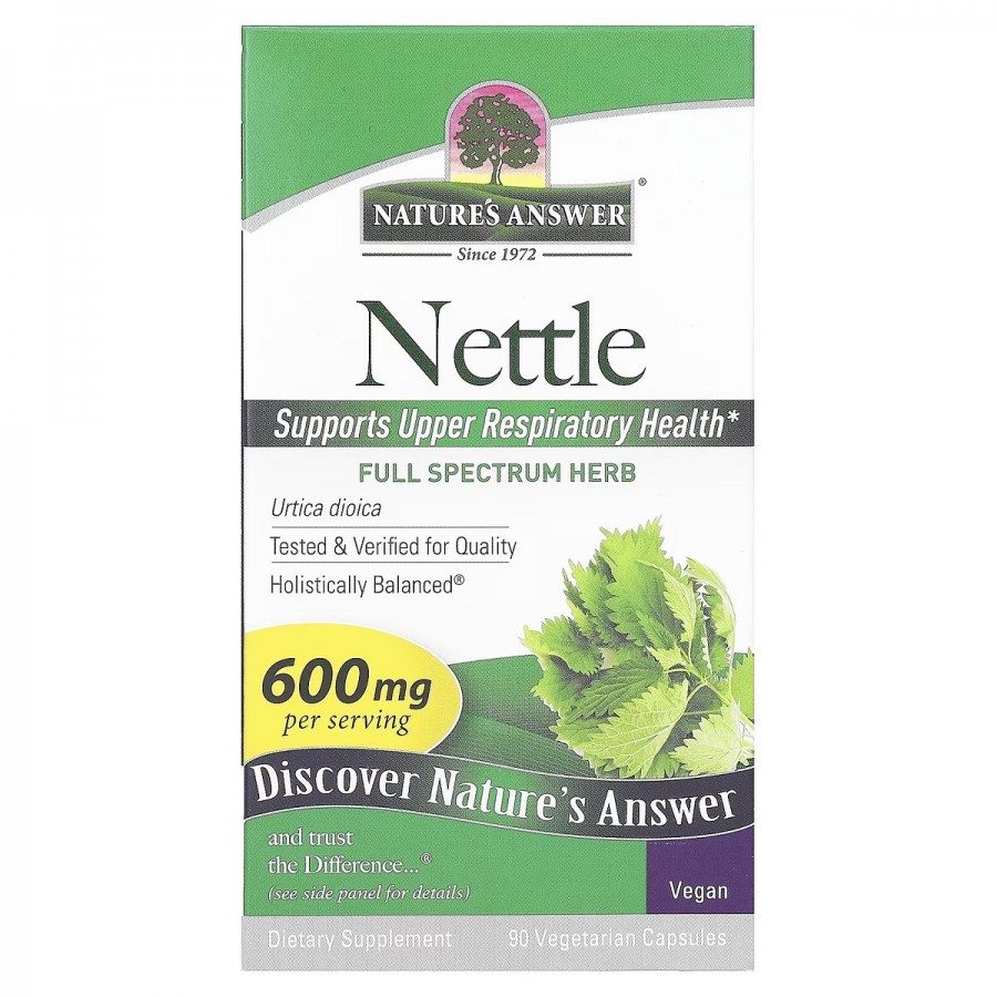 Кропива, 600 мг, Nettle, Nature's Answer, 90 вегетаріанських капсул