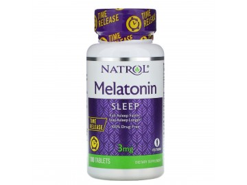 Мелатонін, Повільне вивільнення, Melatonin, Time Release, Natrol, 3 мг, 100 таблеток