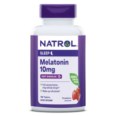 Мелатонин быстрорастворимый, 10 мг, вкус земляники, Melatonin, Fast Dissolve, Natrol, 100 таблеток