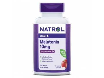 Мелатонін швидкорозчинний, 10 мг, смак полуниці, Melatonin, Fast Dissolve, Natrol, 100 таблеток