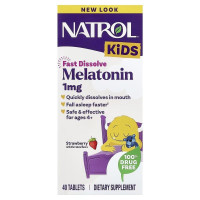 Мелатонін для дітей 4+, смак полуниці, Kids, Melatonin, Natrol, 40 таблеток