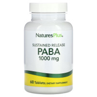 Пара-аминобензойная кислота пролонгированного действия (ПАБК), 1000 мг, PABA, Natures Plus, 60 таблеток