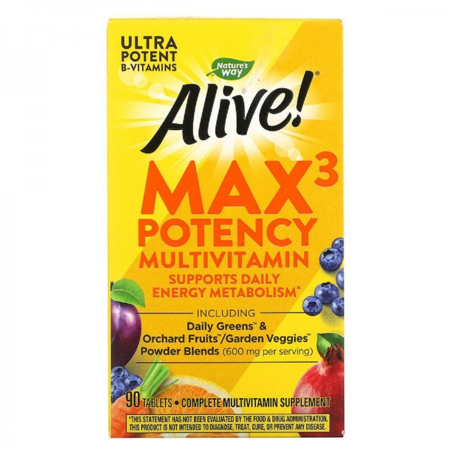 Мультивітаміни з залізом, Alive! Max3 Daily, Nature's Way, 90 таблеток