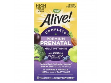 Мультивітаміни преміум для вагітних, Alive! Complete Premium Prenatal Multivitamin, Nature's Way, 60 гелевих капсул