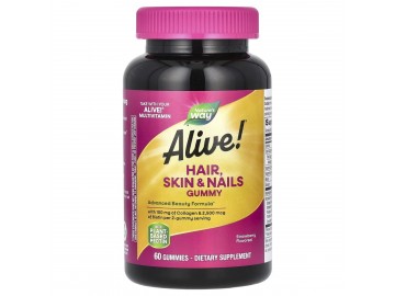 Здоров'я волосся, шкіри та нігтів, смак полуниці, Alive! Hair, Skin & Nails, Nature's Way, 60 жувальних цукерок