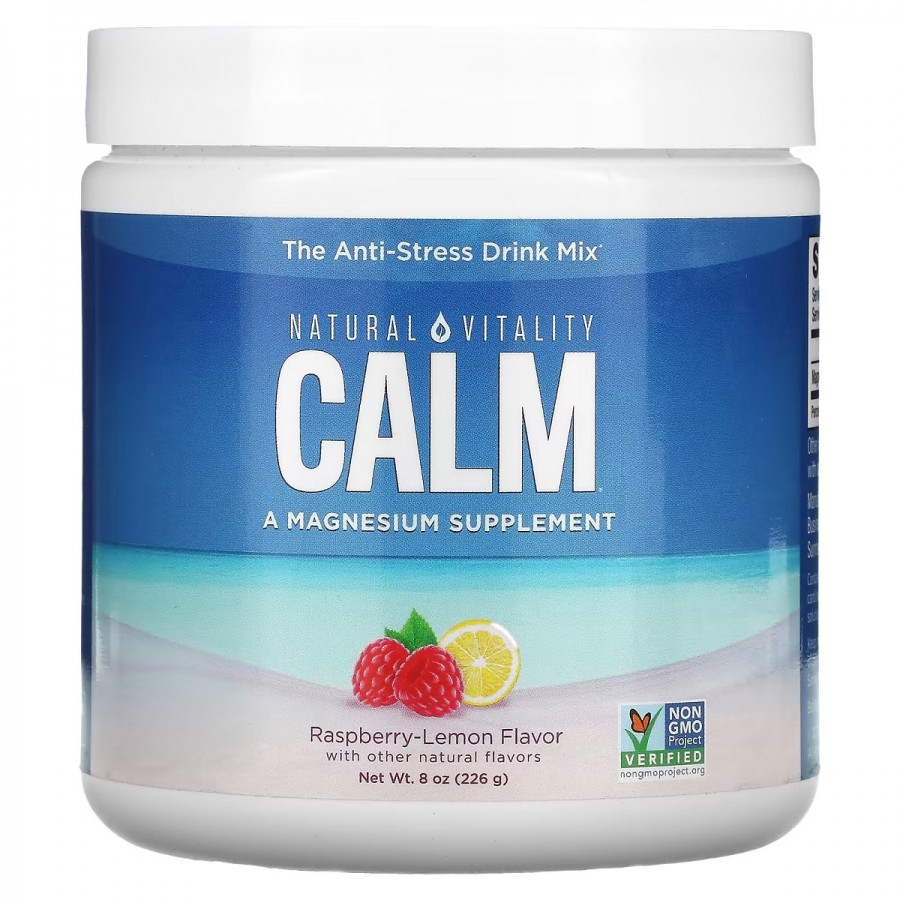 Антистресовий напій, смак малина лимон, CALM, Powder Raspberry Lemon, Natural Vitality, 226 гр