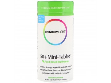 50+ Харчові Мультівітаміни для дорослих, Food-Based Multivitamin, Rainbow Light, 90 міні таблеток