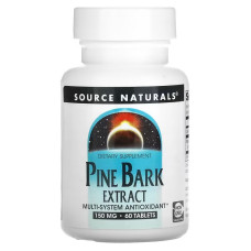 Экстракт коры сосны, 150 мг, Pine Bark Extract, Source Naturals, 60 таблеток