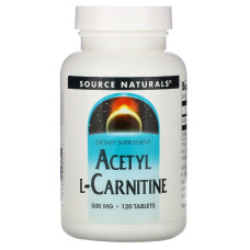 Ацетил L-Карнитин 500 мг, Acetyl L-Carnitine, Source Naturals, 120 таблеток