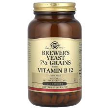 Пивные дрожжи с витамином B12, Brewer's Yeast, 7 1/2 Grains with Vitamin B12, Solgar, 250 таблеток