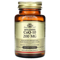 Коэнзим Q-10, 200 мг, Megasorb CoQ-10, Solgar, 60 гелевых капсул