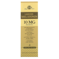 Мелатонин жидкий, 10 мг, вкус вишни, Liquid Melatonin, Solgar, 59 мл