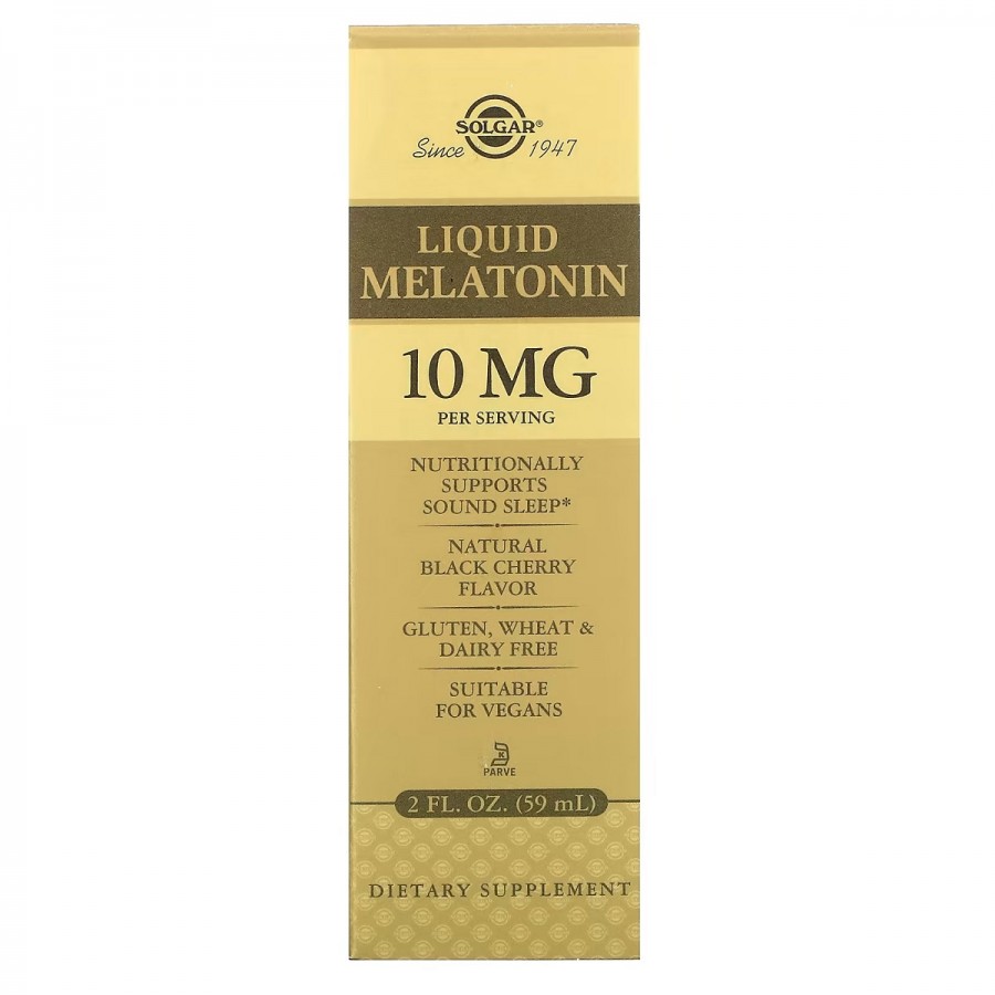 Мелатонін рідкий, 10 мг, смак черешні, Liquid Melatonin, Solgar, 59 мл