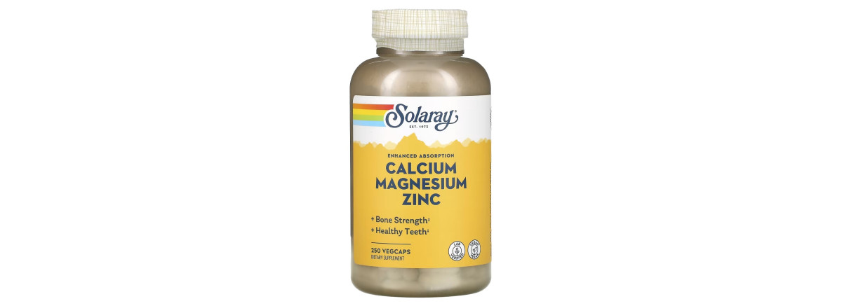 Кальций Магний Цинк, Calcium Magnesium Zinc, Solaray, 250 капсул
