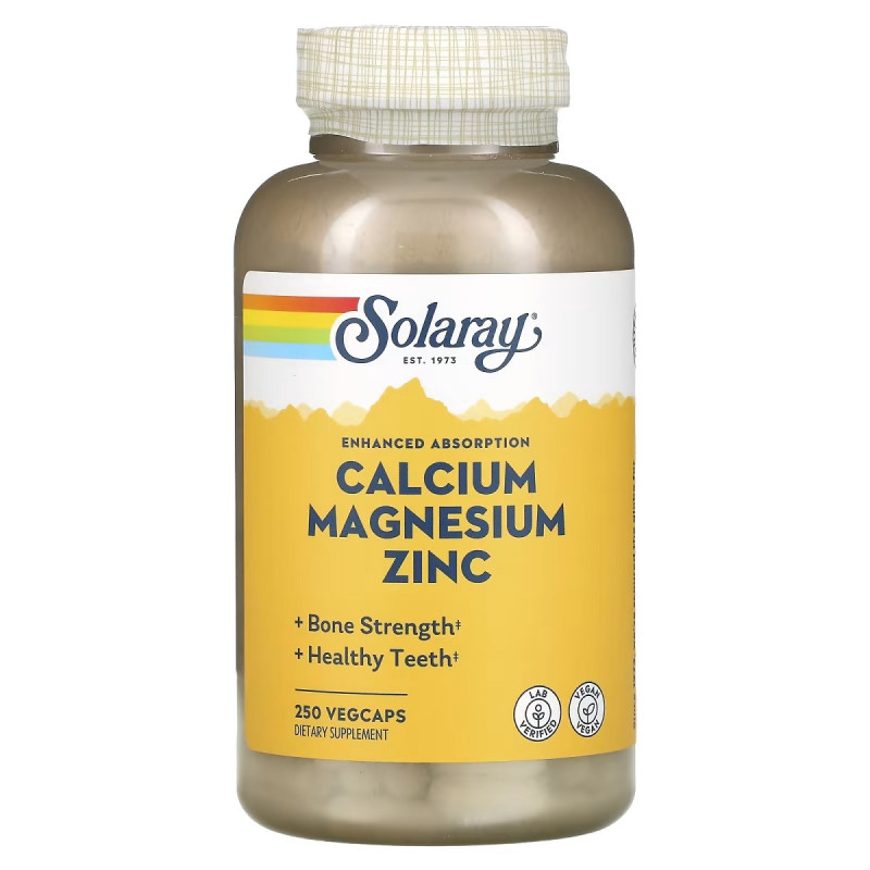 Кальций Магний Цинк, Calcium Magnesium Zinc, Solaray, 250 капсул