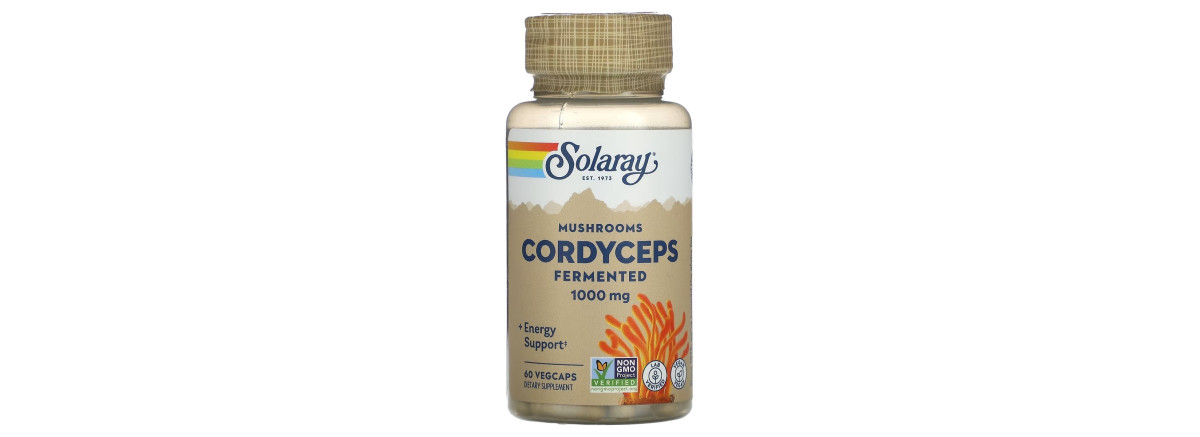 Кордицепс 500 мг, Ферментовані гриби, Organically Grown Fermented Cordyceps, Solaray, 60 вегетаріанських капсул