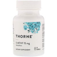 Фолиевая кислота, Метилфолат, 5-MTHF, Thorne Research, 15 мг, 30 капсул