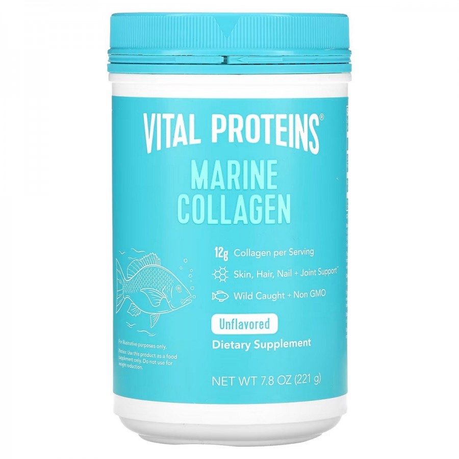 Морський колаген з дикої риби, без смаку, Marine Collagen, Wild Caught, Vital Proteins, 221 г (7,8 унцій)