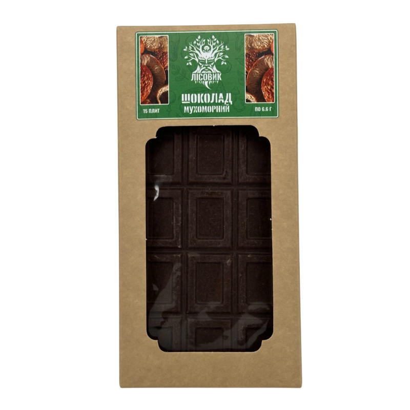 Шоколад грибний із мухомором червоним, "Лісовик", 100 грам (15 плиток по 6.6 г)
