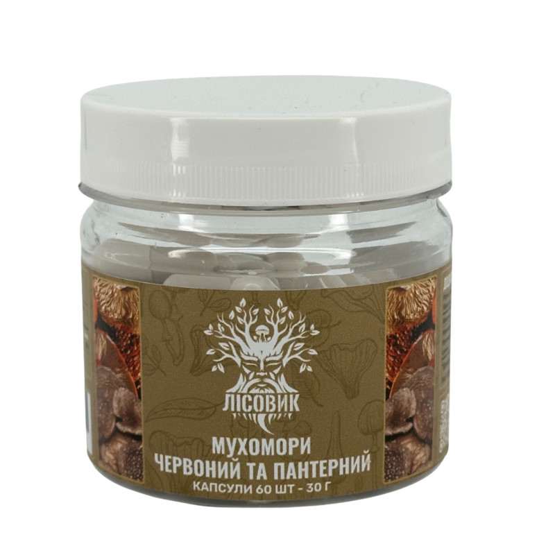 Микс мухомора красного и пантерного, "Лесовик", 60 капсул по 0,5 г