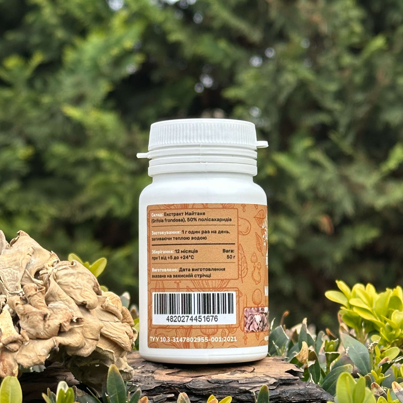 Гриб Майтаке, екстракт 10:1, мелений, "Лісовик", 50 грам
