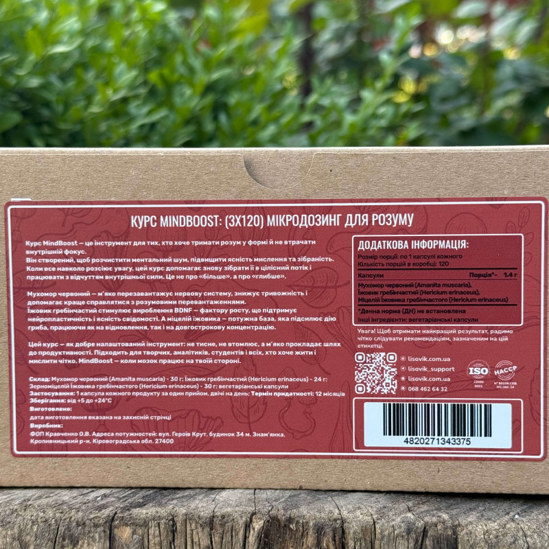 Курс MindBoost: Микродозинг для Ума (2 месяца), "Лесовик", 360 капсул