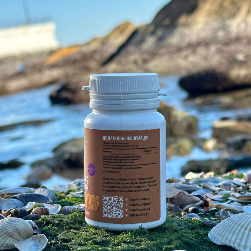 Кордицепс військовий, екстракт 10:1, "Лісовик", 60 капсул по 0,5 г