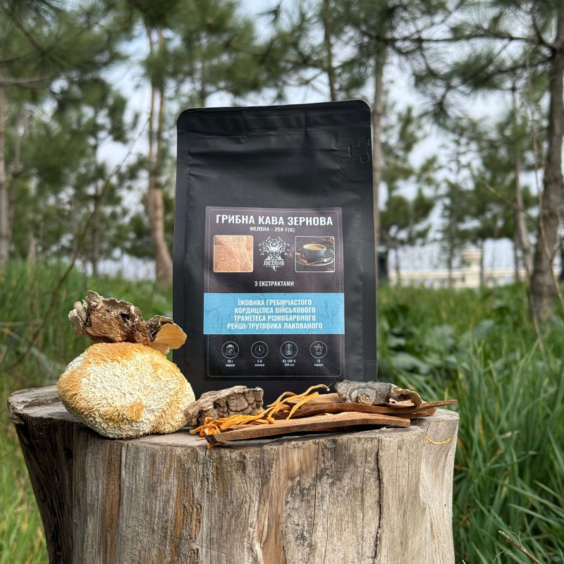 Грибной кофе (зерновой молотый), "Лесовик", 250 грамм