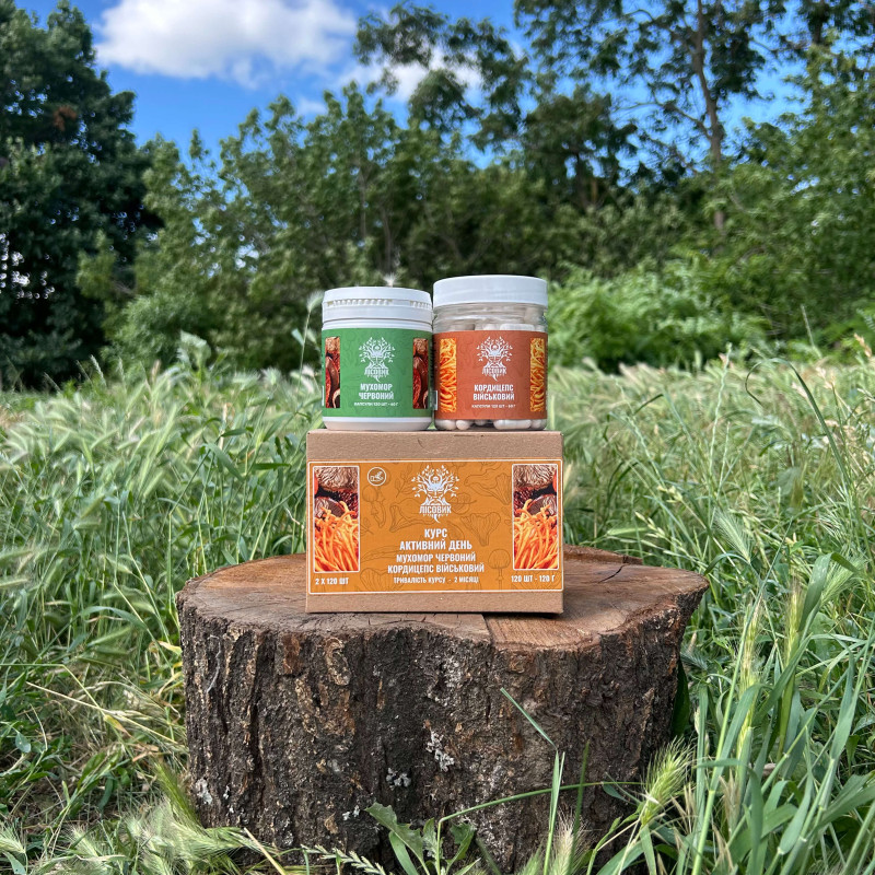 Курс Активный день: Кордицепс и Мухомор красный (2 месяца), "Лесовик", 240 капсул