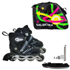 Ролики, размер M (35-38) светлые, раздвижные, ABEC-7; Черные