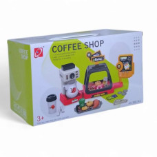 Игровой набор "Кофейня", 41 элемент, звуковые эффекты, кофеварка наливает напиток, витрина со сладостями, сладости