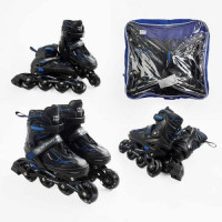 Ролики (размер 34-38, цвет – СИНИЙ (6) колеса PU, стелька 20-24 см, ПЕРЕДНЕЕ КОЛЕСО СВЕТ, d – 6.5 см, в сумке)