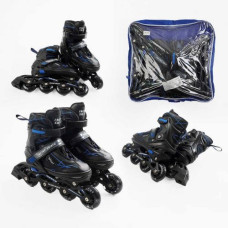 Ролики (размер 34-38, цвет – СИНИЙ (6) колеса PU, стелька 20-24 см, ПЕРЕДНЕЕ КОЛЕСО СВЕТ, d – 6.5 см, в сумке)