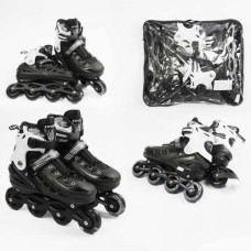 Ролики /размер 39-43/ цвет – Черный (6) колеса PU, ПЕРЕДНЕЕ КОЛЕСО СВЕТ, d – 6.5 см, в сумке