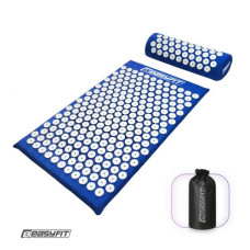 Массажный коврик Easyfit с подушкой (аппликатор Кузнецова) + чехол Синий с белым