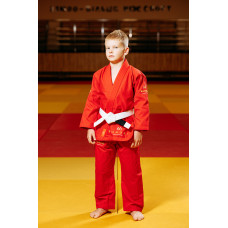 Червоне дитяче кімоно для хлопчиків, джиу-джитсу, TM BUDOGI, зріст 130 см, щільність 350 гр/м.кв.