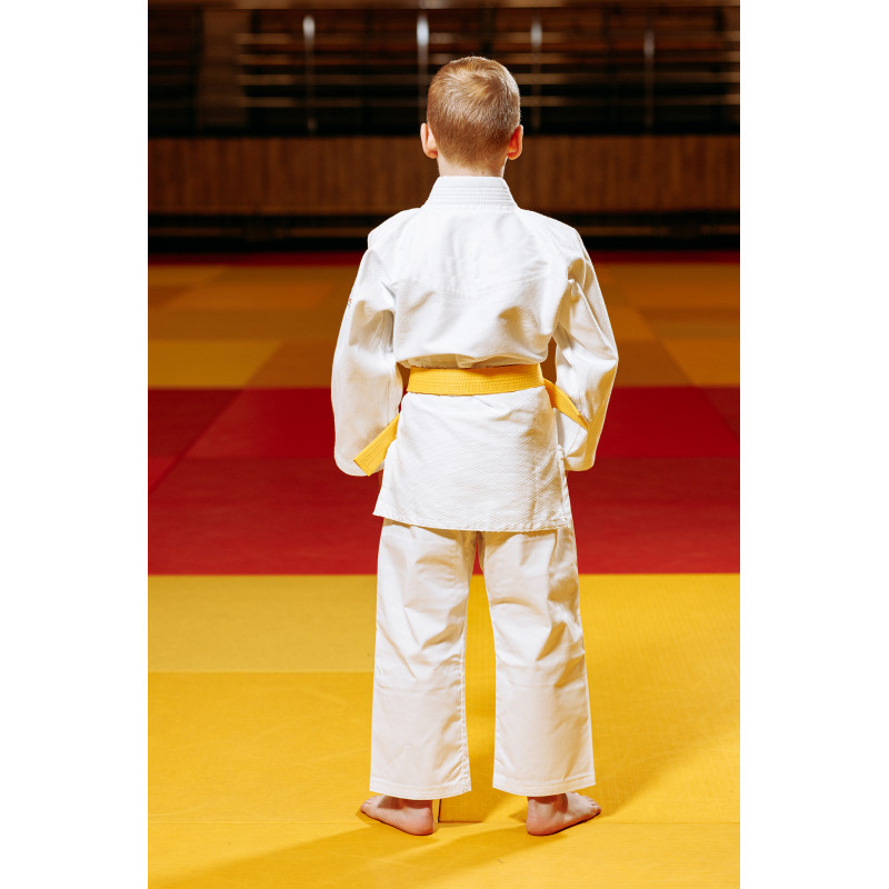 Біле дитяче кімоно для хлопчиків, дзюдо, TM BUDOGI серія BEGINNER, зріст 130 см, щільність 350 гр/м.кв.