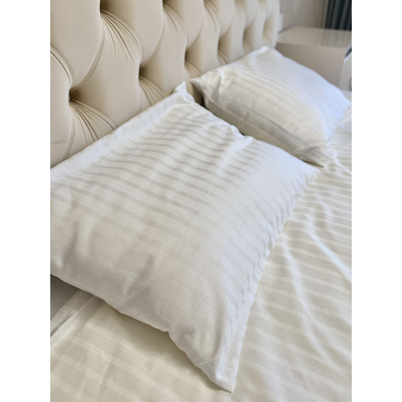 Постільний набір двоспальний SATIN WHITE STRIPE-PN (200x220+3*50x70)