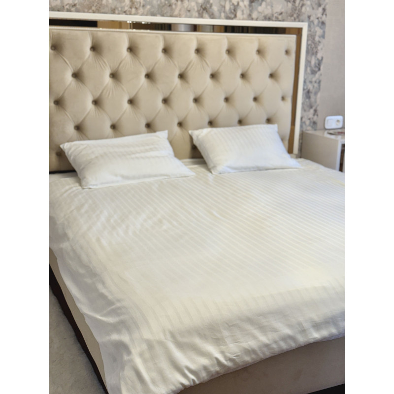 Постільний набір двоспальний SATIN WHITE STRIPE-PN (200x220+3*50x70)