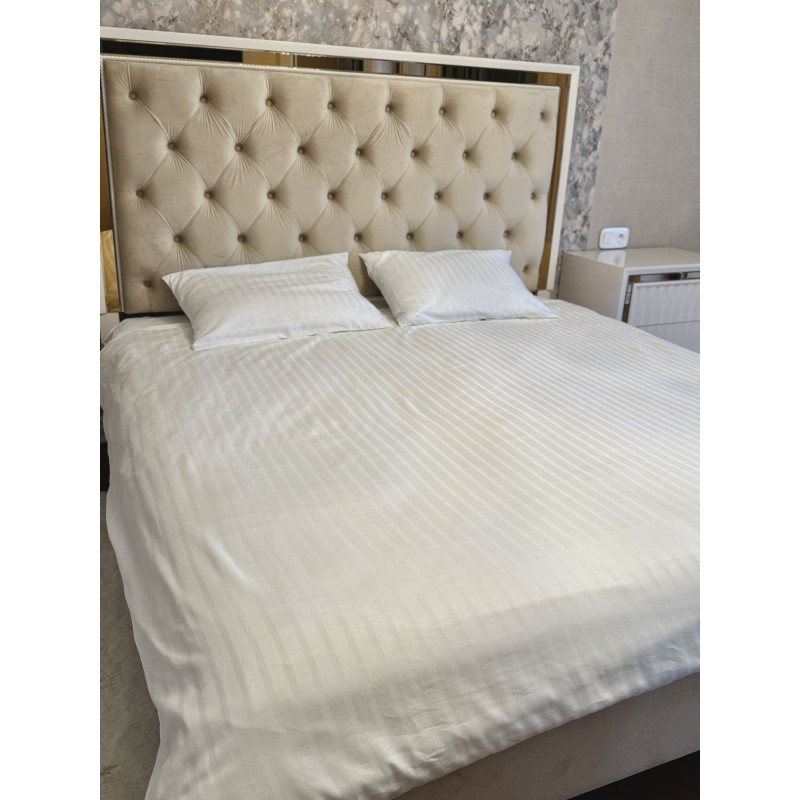Постільний набір двоспальний SATIN WHITE STRIPE-PN (200x220+3*50x70)
