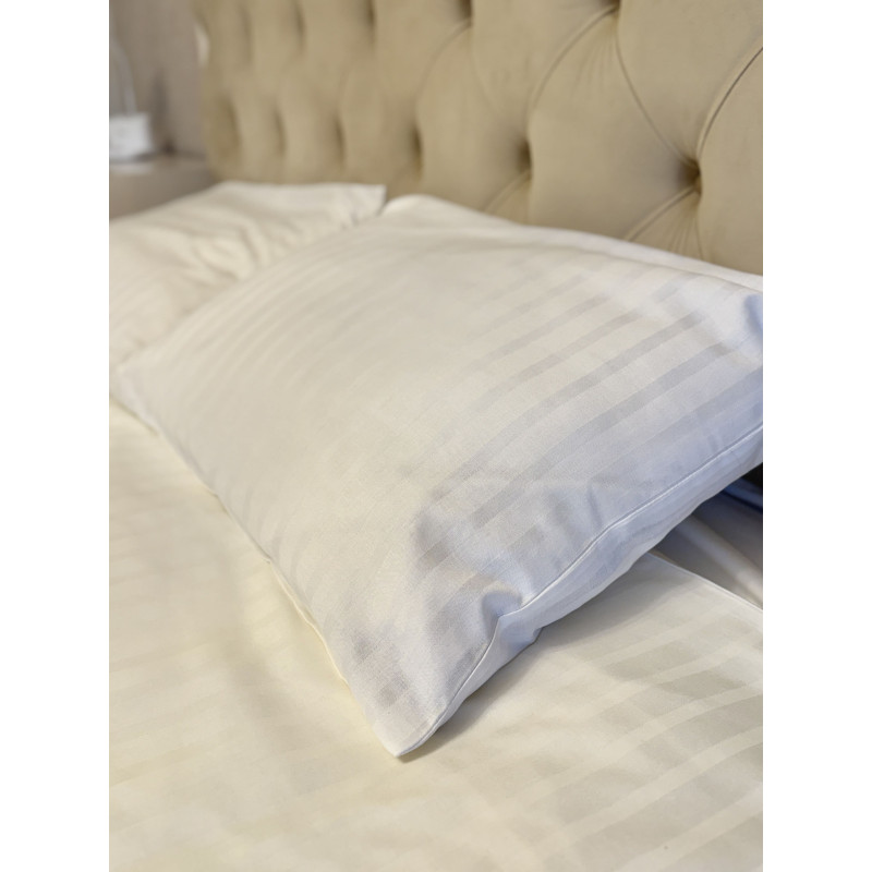 Постільний набір двоспальний SATIN WHITE STRIPE-PN (200x220+3*50x70)