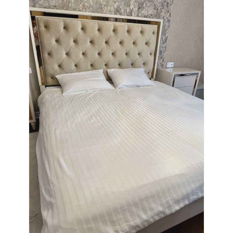 Постільний набір двоспальний SATIN WHITE STRIPE-PN (200x220+3*50x70)