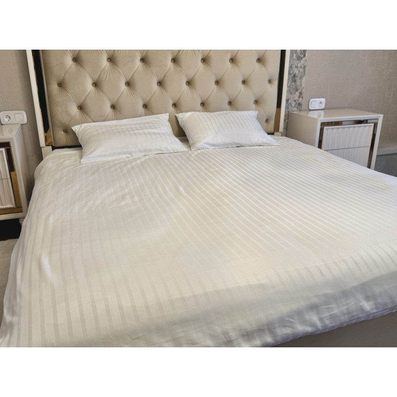 Постільний набір двоспальний SATIN WHITE STRIPE-PN (200x220+3*50x70)