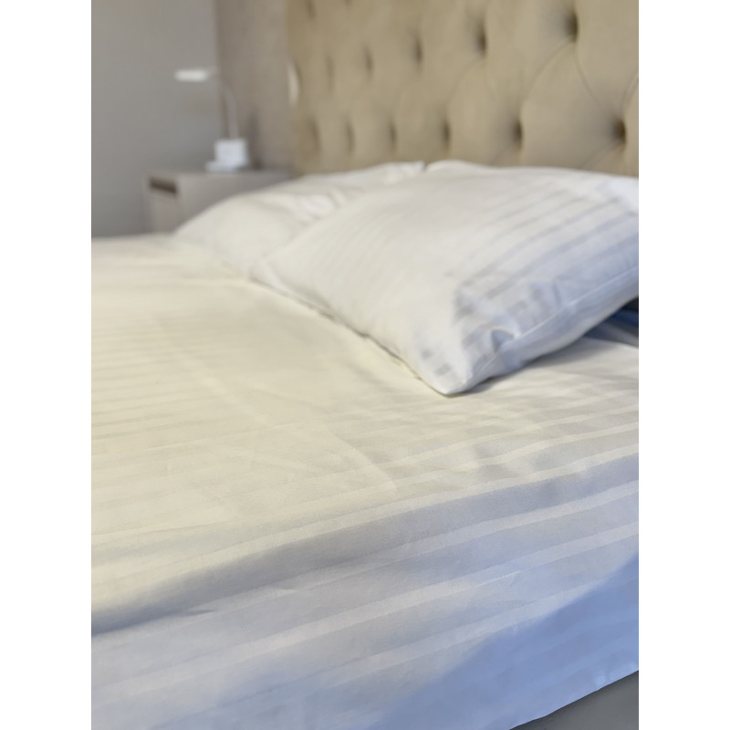 Постільний набір двоспальний SATIN WHITE STRIPE-PN (200x220+3*50x70)